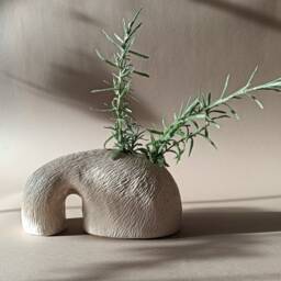 Whale Sculpture Vase, Marine Shape Sculpture, Elegant Rustic White With Relief, Inspired By Nature - thumbnail 2