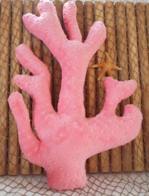 Coral Reef Pillow Pink Minky Dot Nautical Decor - image 1