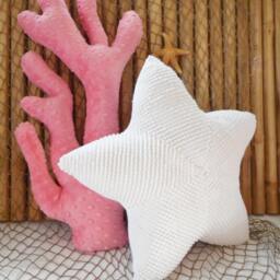 Coral Reef Pillow Pink Minky Dot Nautical Decor - thumbnail 2