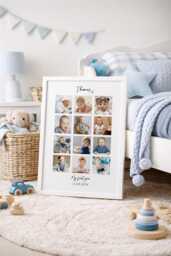 Baby First Year Photo Collage, Personalised 12 Pictures, Baby's 1st Year Photo Print Frame , Custom Baby Gift, Nursery Decor, Birthday - thumbnail 1