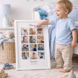 Baby First Year Photo Collage, Personalised 12 Pictures, Baby's 1st Year Photo Print Frame , Custom Baby Gift, Nursery Decor, Birthday - thumbnail 2