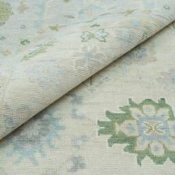 Hand Knotted Oushak Area Rug Beige Green Wool Rug, Neutral Fine Woolstyle, Custom Sizes - thumbnail 2