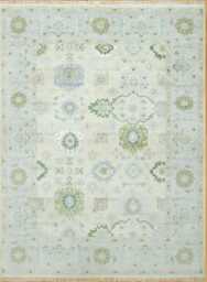 Hand Knotted Oushak Area Rug Beige Green Wool Rug, Neutral Fine Woolstyle, Custom Sizes - thumbnail 1
