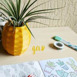 Mega Pineapple Pot, Geometric Air Plant Holder, Pineapple, Container, Gold Airplant, Large Holder - thumbnail 3