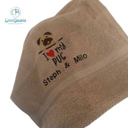 Pug Dog Towel - Personalised Face Cloth/Hand Bath Embroidered - thumbnail 4