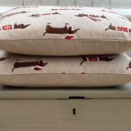 Christmas Gifts Dachshund Pillow Cover Linen Sausage Dog Cushion - thumbnail 3