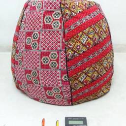Handmade Kantha Bean Bag Chair Floral Embroidered Cotton Pouf - thumbnail 2
