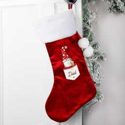 Personalised Gonk Family Red Christmas Stocking - Xmas Gift Red Stocking Personalised Santa - thumbnail 3