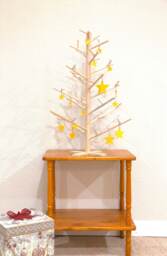 Minimalist Birch Dowel Christmas Tree, Scandinavian Eco-Friendly Decor. Height 24 In - thumbnail 1