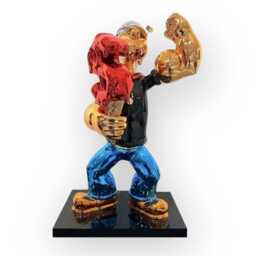 Chrome Popeye Sculpture Resin Pop Art Statue - 47cm Luxury Art Cool - thumbnail 4