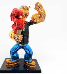 Chrome Popeye Sculpture Resin Pop Art Statue - 47cm Luxury Art Cool