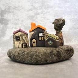 Rustic Clay Houses, Ceramic Art Home Decor, Miniature Ceramics, Little Village, Tiny Ceramics & Pottery, Gift Idea - thumbnail 2