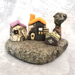 Rustic Clay Houses, Ceramic Art Home Decor, Miniature Ceramics, Little Village, Tiny Ceramics & Pottery, Gift Idea - thumbnail 3