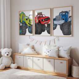 Monster Truck Prints - Set Of 6 Boys Room Wall Art, Printed Or Framed - thumbnail 2