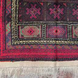 Vintage 2'10x4'1 Prayer Rug, Moroccan Hand-Knotted Wool Area Antique Oriental Baluchi High Pile Faded Turkmen Rug - thumbnail 3