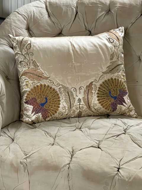 Antique Silk Embroidered Cushions 19Th Century Handmade Pillows Bespoke Cushion Collection Luxury Interior Decor Large - image 1