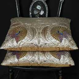 Antique Silk Embroidered Cushions 19Th Century Handmade Pillows Bespoke Cushion Collection Luxury Interior Decor Large - thumbnail 2