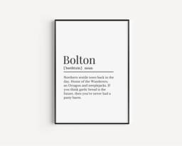 Bolton Print, Definition Wall Print For Boltonians, Northern Towns Manchester Gallery - thumbnail 1