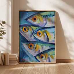 Fish Wall Art, Coastal Kitchen Poster, Nautical Seafood Print, Rustic Dining Room Decor, Ocean Inspired Artwork, Colorful Beach House Art - thumbnail 2