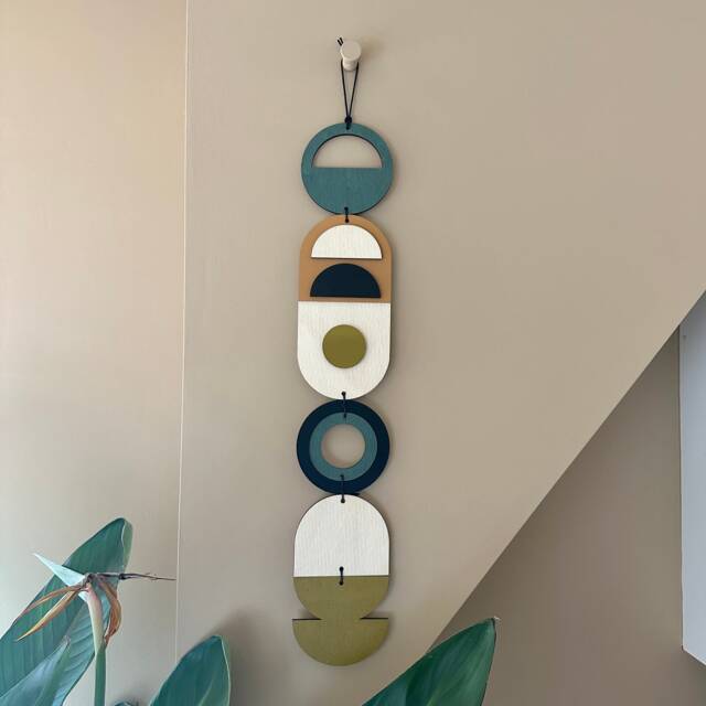Geometric Wood Wall Hanging - Modern Mid-Century Home Decor - image 1