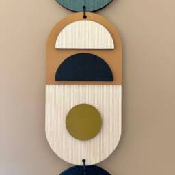 Geometric Wood Wall Hanging - Modern Mid-Century Home Decor - thumbnail 2