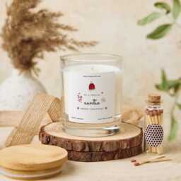 Christmas Gift For Auntie Vegan Soy Wax Candle With Bamboo Lid Free Package Mini Matches Jar - thumbnail 2