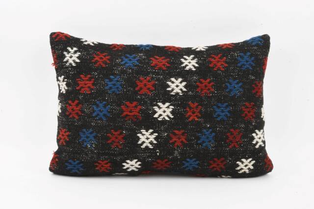 Handmade Kilim Lumbar Pillow Cover Bohemian Throw - 16x24 - image 1