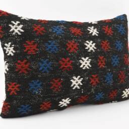 Handmade Kilim Lumbar Pillow Cover Bohemian Throw - 16x24 - thumbnail 3