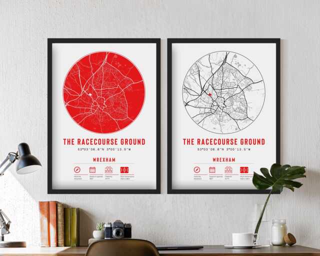 Wrexham Afc The Racecourse Ground Minimalist Map Prints & Frames - Gift Decor Football F.c. Fc Dad Granddad Brother Memorabilia Art Stadium - image 1