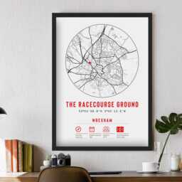 Wrexham Afc The Racecourse Ground Minimalist Map Prints & Frames - Gift Decor Football F.c. Fc Dad Granddad Brother Memorabilia Art Stadium - thumbnail 2