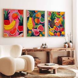 Set Of 3 Fruit Posters, Tropical Mix Wall Art, Kitchen Decor, Food & Drink Poster, Poster Set, Gift - thumbnail 3