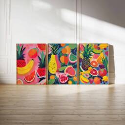 Set Of 3 Fruit Posters, Tropical Mix Wall Art, Kitchen Decor, Food & Drink Poster, Poster Set, Gift - thumbnail 1
