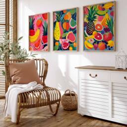 Set Of 3 Fruit Posters, Tropical Mix Wall Art, Kitchen Decor, Food & Drink Poster, Poster Set, Gift - thumbnail 2