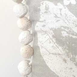 Laura Ashley Chiltern Natural, Handmade Floral Pillow With Pom Decorative Edging - thumbnail 3