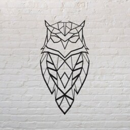 Geometric Owl - Hanging Wall Art Figure Decor Scandinavian Style Hygge Home Animal Animals Gift Sculpture 3D - thumbnail 3