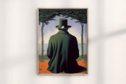 Rene Magritte Behind Son Of A Man Print, Authentic Face Obscured Art, Classic Surrealism Apple Figure, Belgian Artist Reproduction - thumbnail 1