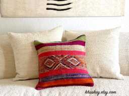 Textured Vintage Pillow Peruvian Wool 16 X Hand Loomed Frazada Cover Handmade Woven Textile - thumbnail 1