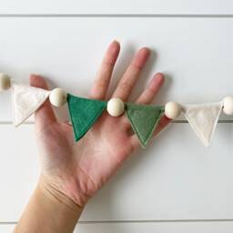 Mini Felt Triangle Banner For Nursery Decor - Party Scandi Garland - Handmade Wall Bunting Baby Room Or Shower - thumbnail 3