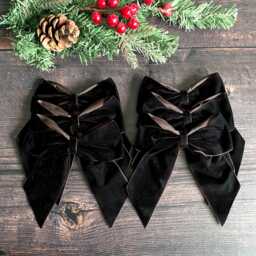 Brown Velvet Christmas Tree Bows, Bows For Tree, Decorations, Brown 5.5 Inch Pack Of 6 - thumbnail 1