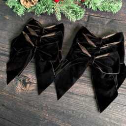 Brown Velvet Christmas Tree Bows, Bows For Tree, Decorations, Brown 5.5 Inch Pack Of 6 - thumbnail 3