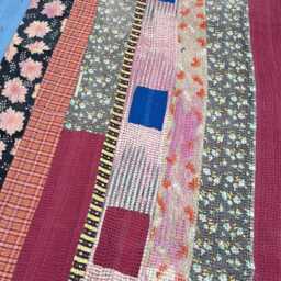 Vintage Kantha Quilt Patchwork Reversible Block Print Cotton Handmade Throw Blanket - thumbnail 2