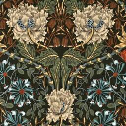 William Morris Honeysuckle & Tulip, Brown, Green Beige Velvet Cushion Cover, Throw Pillow Homeware Decor - thumbnail 2