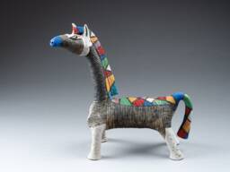 Horse Ceramic Sculpture Geometric Colorful Ornament , Figurine Clay