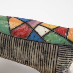 Horse Ceramic Sculpture Geometric Colorful Ornament , Figurine Clay - thumbnail 4