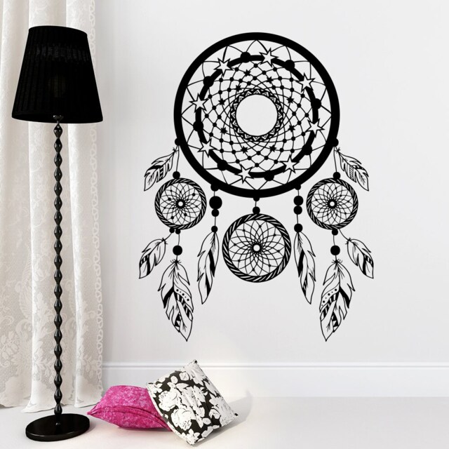 Dream Cather Wall Decals Feather Decal Boho Art Fashion Bedroom Decor Dreamcatcher Stickers Home Yoga Studio Bohemian Interior Design J951 - image 1