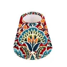 Handmade Rhapsody Ruby Candle Shade Small Lamp Shade, Vibrant Floral Geometric Home Decor Gift - thumbnail 3