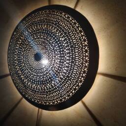 Engraved Brass Moroccan Wall Sconce Handmade Antique Light - thumbnail 2