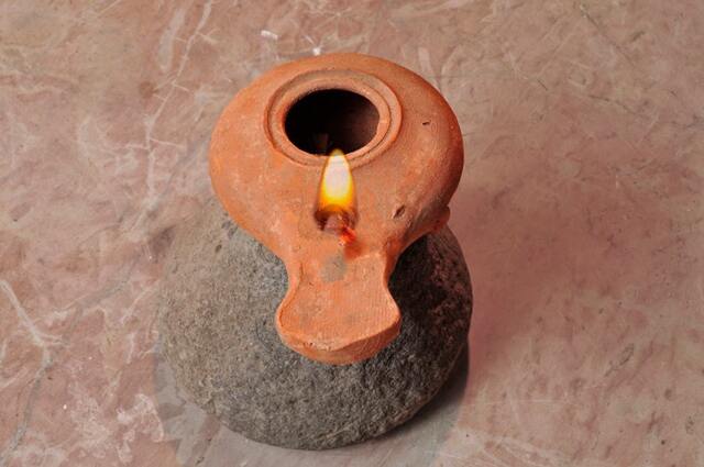 Lent Jerusalem Olive Oil Lamp, Pottery Lamp Candle, Votive Candles, Holy Altar Spiritual Candle, Prayer Candle - image 1
