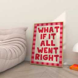 What If It All Went Right Print, Kitchen, Typography, New Home, Gallery Wall, Stripes, Bold Bright Funky, Pink Red, Posters, Positive Quotes - thumbnail 3