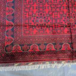 7x10 Turkmen Bukhara Handmade Wool Rug - Red Navy Carpet For Living Room - thumbnail 3